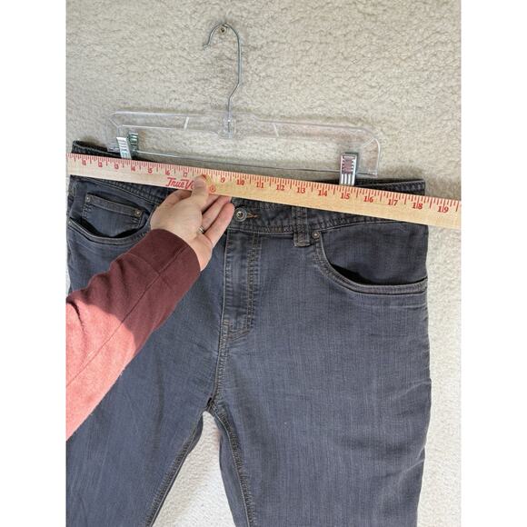 Prana Bridger Jeans Mens 36x34 Gray Slim Fit Stretch Hiking Camping 5 Pocket - Picture 6 of 16